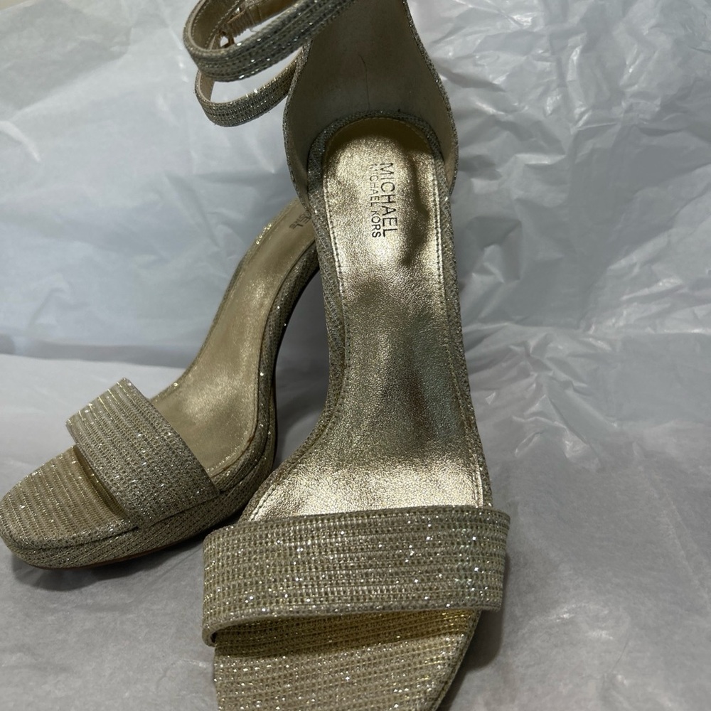 MICHAEL Michael Kors Gold Block Heel Sandals